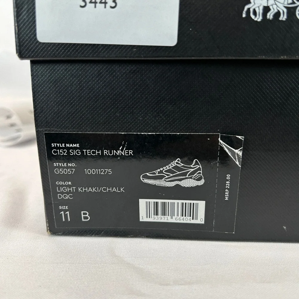 Coach C152 Sig Tech Runner Light Khaki Chalk G5057 Womens 11 B Sneaker